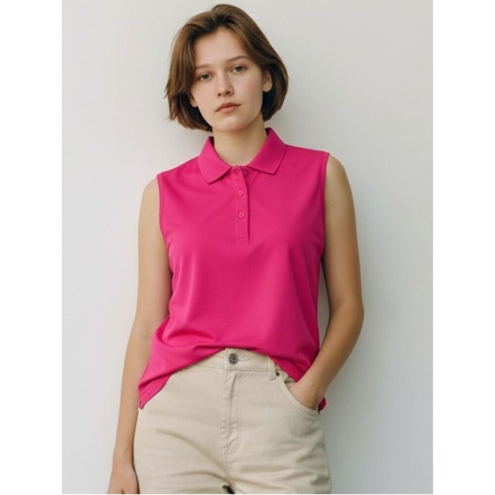 Columbia PFG - Sleeveless Polo Top in Bright Pink Sz XL